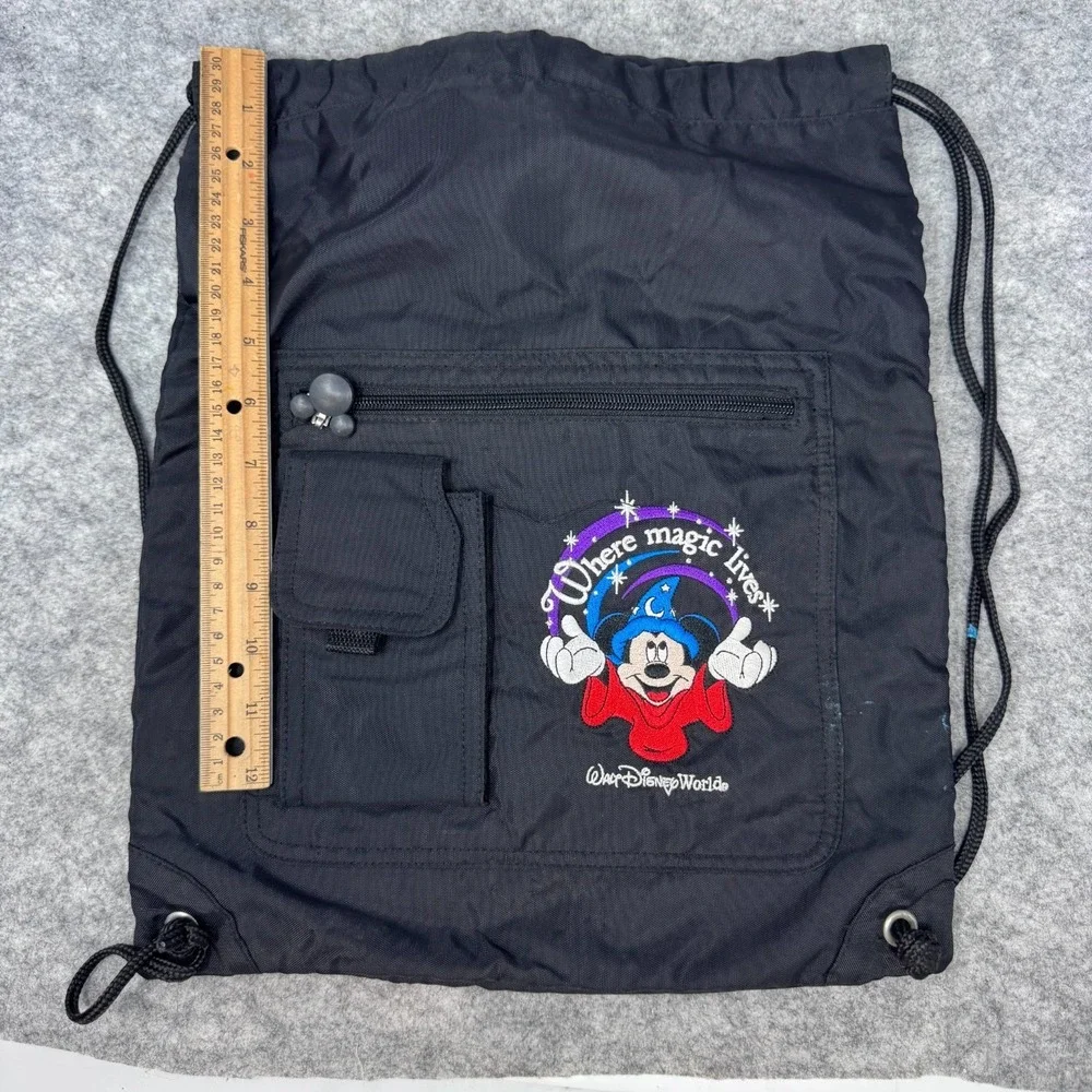 2000s Walt Disney World Where Magic Lives 15" Drawstring Backpack Y2K Mickey - Picture 2 of 10